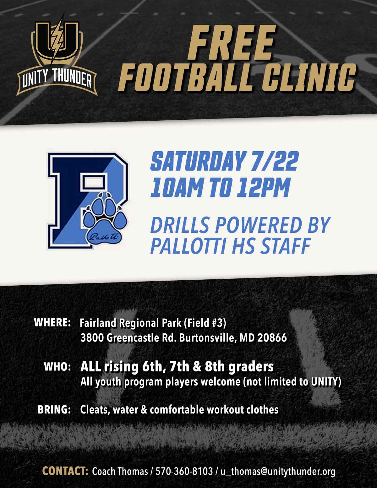 Free Football Clinic with Pallotti HS